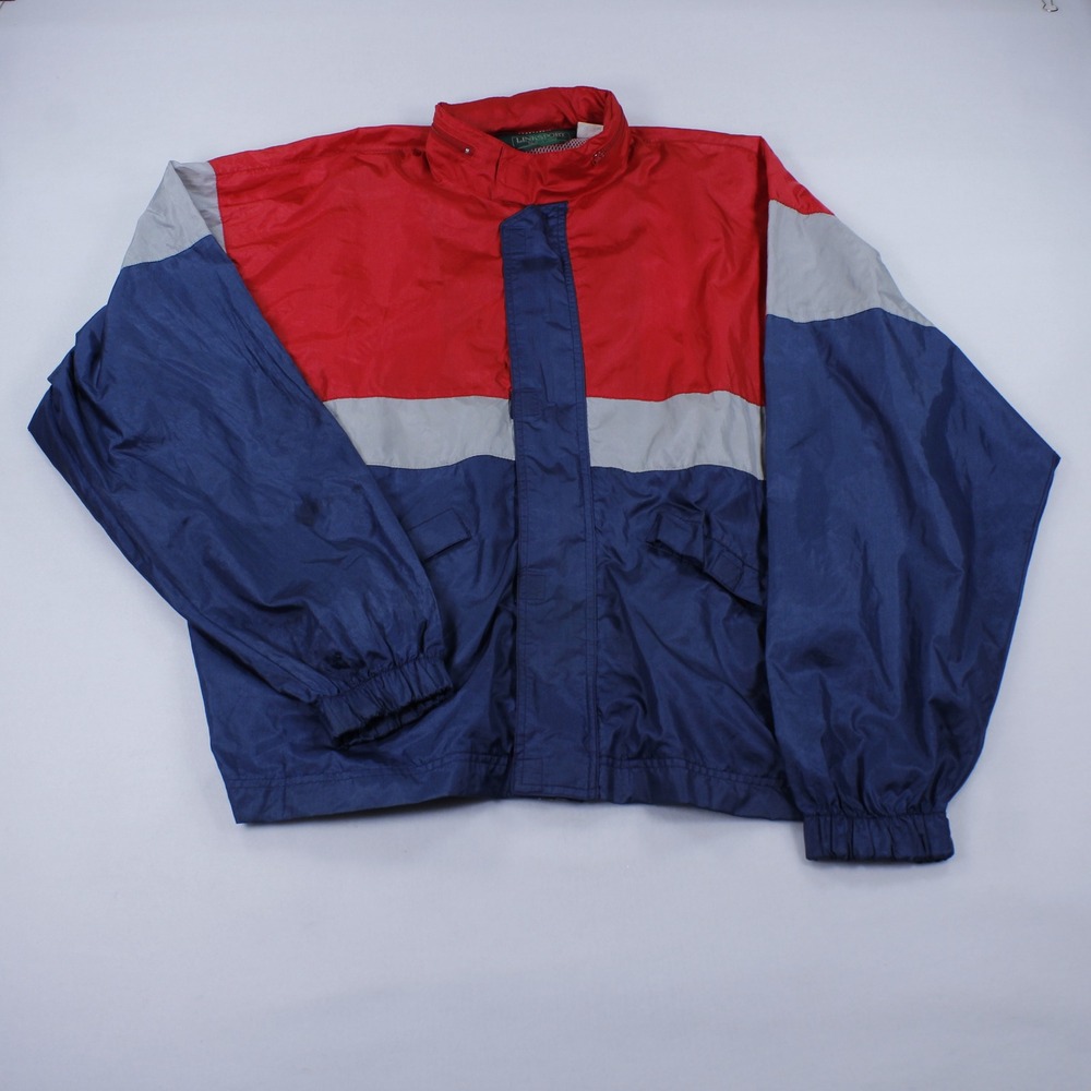 Vintage Linksport Kolon Colorblock Windbreaker Jacket Red Blue Grey Mesh Lined L